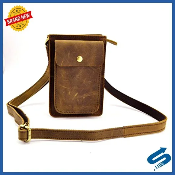 Genuine Leather Messenger Bag Adjustable Strap Waist Pack Retro Classic